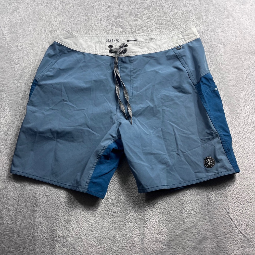 Roark The Boatman Blue Colorblock Board Shorts Mens 32 Surf Swim Trunks